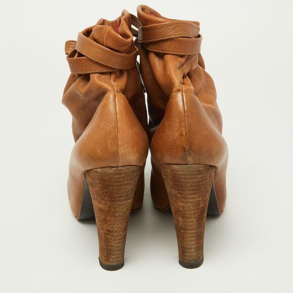 Marc By Marc Jacobs Brown Leather Ankle Wrap Booties Size 38.5 - Picture 5 of 7